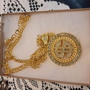 Rhinestone Dollar Sign Necklace